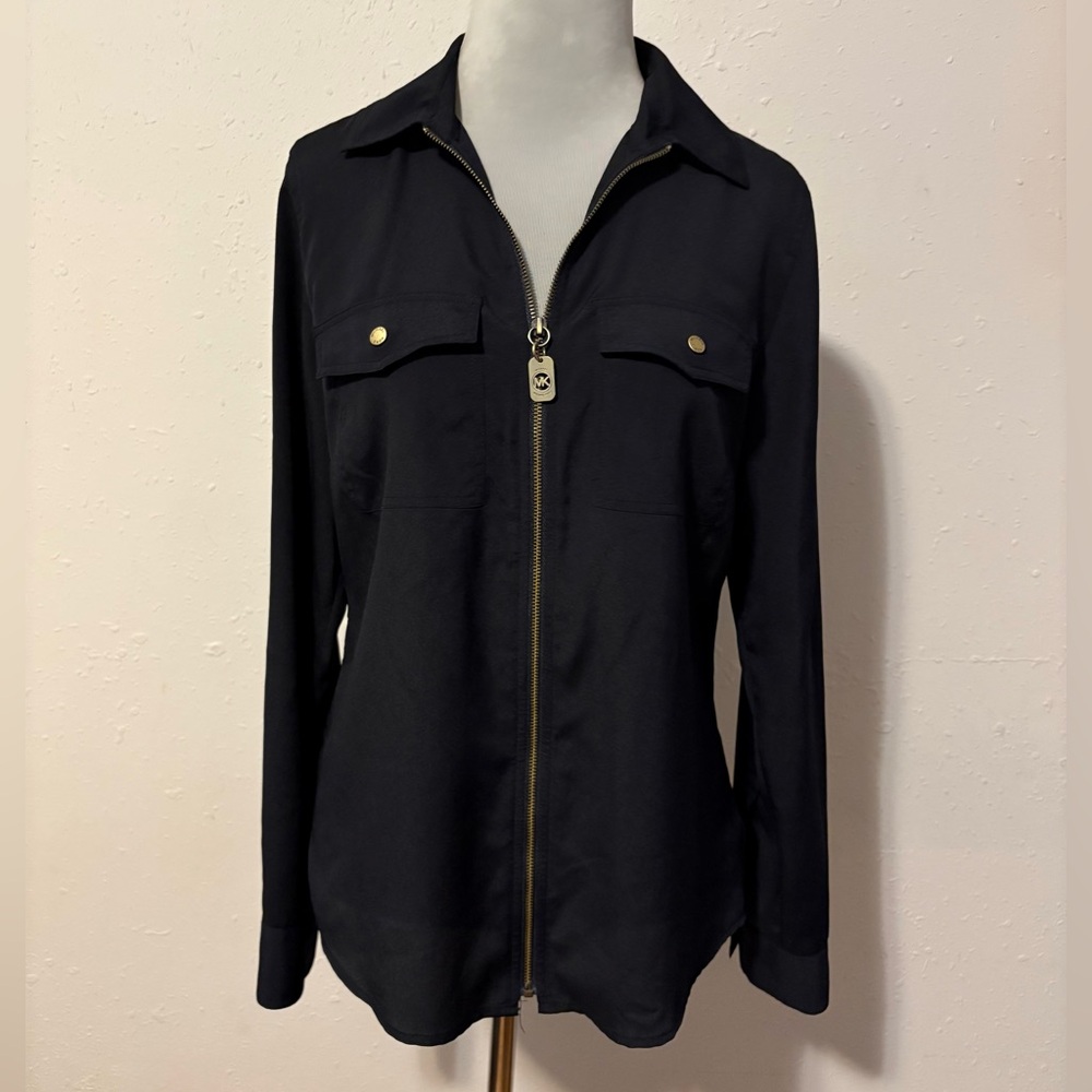 Michael Kors Black Zip-Up Blouse